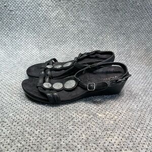 Vionic Noleen Black Leather Sandals Size 9 Women’s
